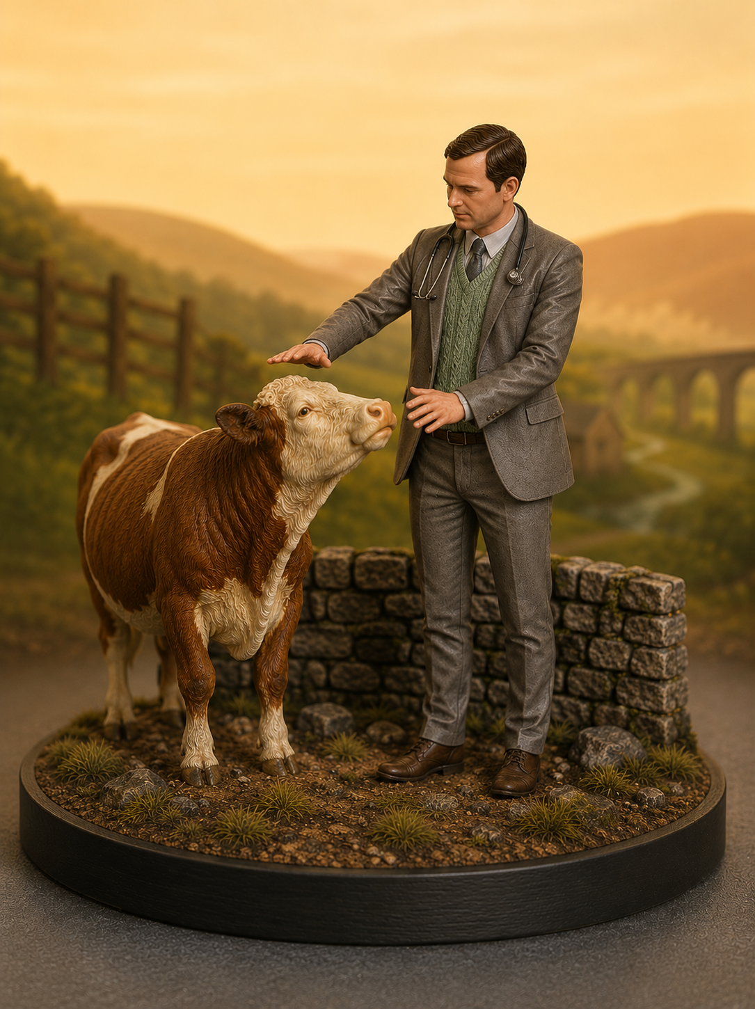 L31 Classic Yorkshire Vet Examining Livestock – Unpainted Scale Model Figure  All Creatures Great and Small