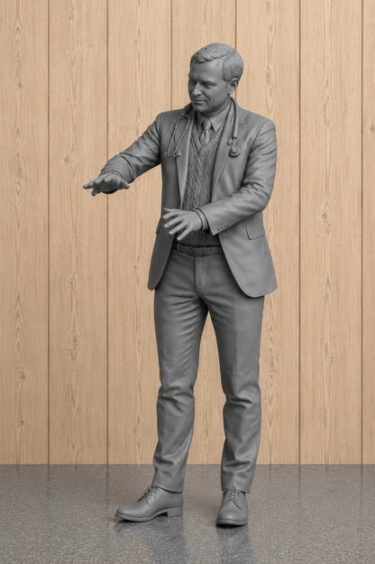 L31 Classic Yorkshire Vet Examining Livestock – Unpainted Scale Model Figure  All Creatures Great and Small