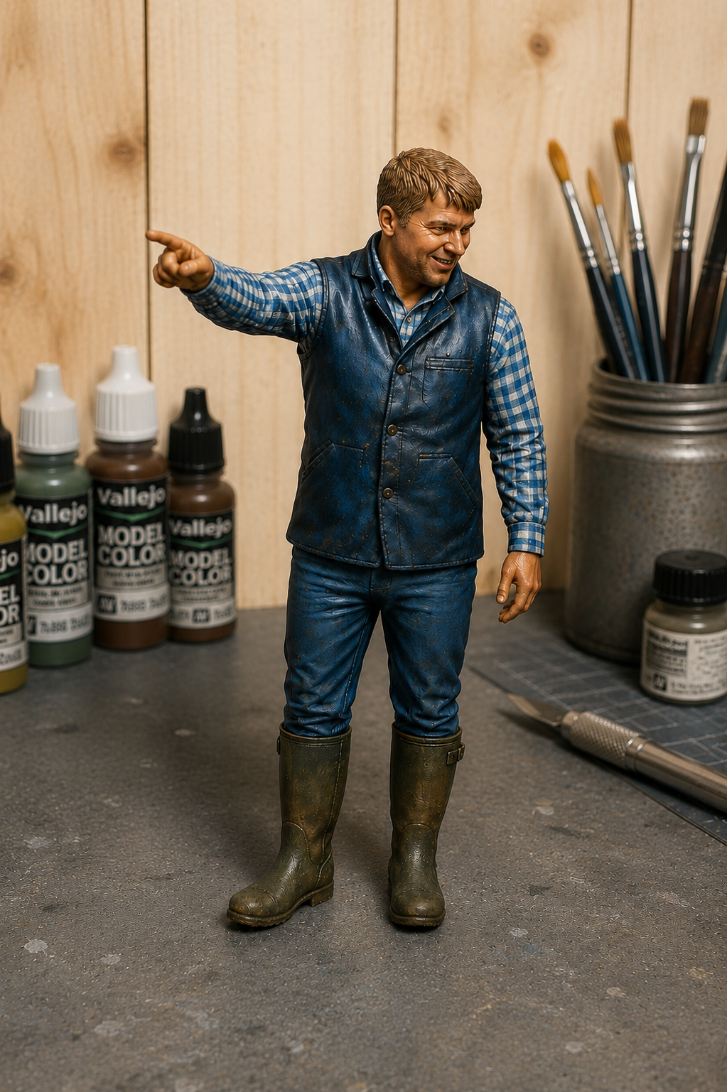 L32 Young Cotswolds Diddly Squat Farmer Unpainted Resin Miniature Figure