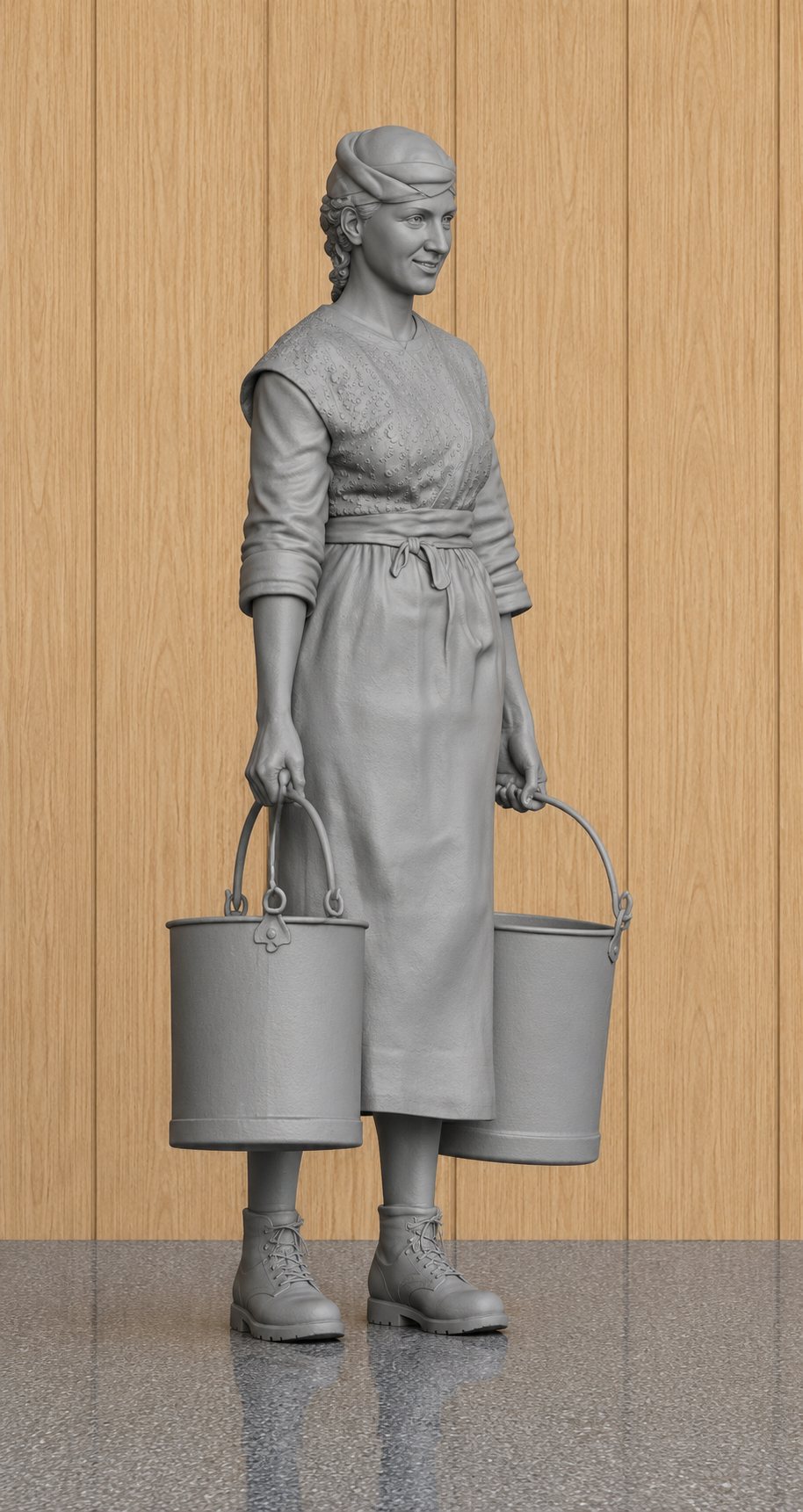 L37 1930s Farm Dairy Worker Figure – Unpainted Scale Model Rural Farm Woman  James Herriot Era
