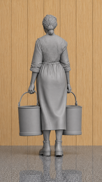 L37 1930s Farm Dairy Worker Figure – Unpainted Scale Model Rural Farm Woman  James Herriot Era