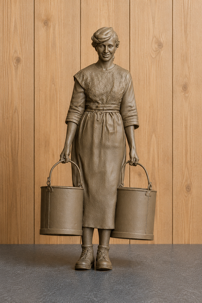 L37 1930s Farm Dairy Worker Figure – Unpainted Scale Model Rural Farm Woman  James Herriot Era