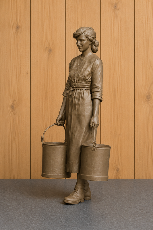L37 1930s Farm Dairy Worker Figure – Unpainted Scale Model Rural Farm Woman  James Herriot Era