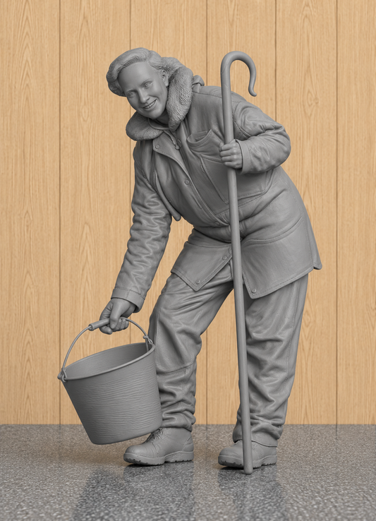 L39 Modern Female Farmer Feeding Livestock – Unpainted Scale Model Farm Worker | Agricultural & Countryside Dioramas