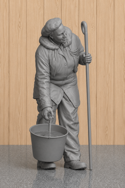 L39 Modern Female Farmer Feeding Livestock – Unpainted Scale Model Farm Worker | Agricultural & Countryside Dioramas