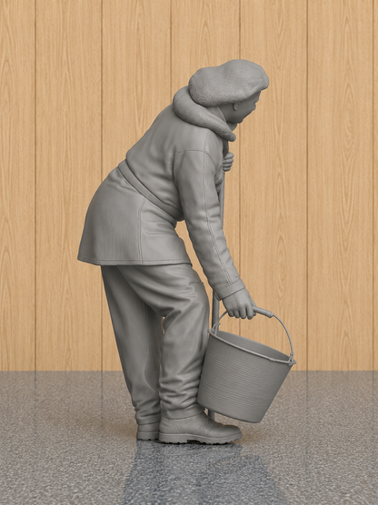 L39 Modern Female Farmer Feeding Livestock – Unpainted Scale Model Farm Worker | Agricultural & Countryside Dioramas