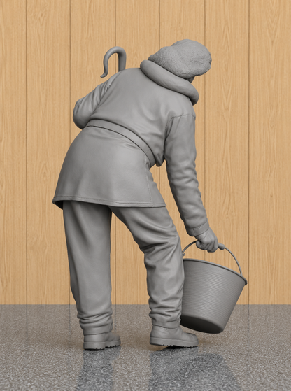 L39 Modern Female Farmer Feeding Livestock – Unpainted Scale Model Farm Worker | Agricultural & Countryside Dioramas