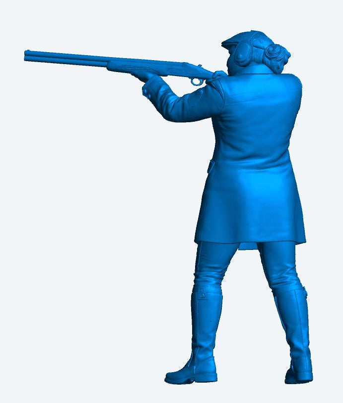 L6 Female Shooter with Ear Defenders | Country Sports Shooting Figure | Unpainted