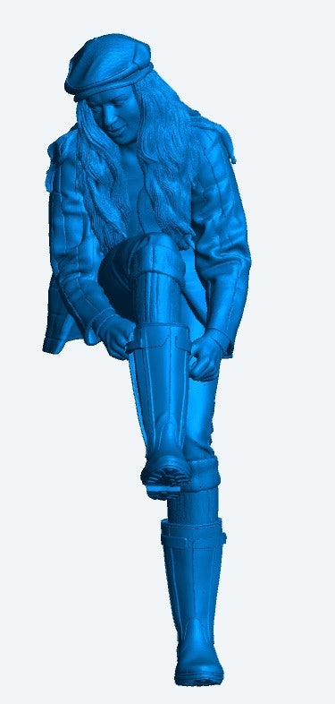 L8 Female Pulling On Boots Figure – Country Sports Preparation Scene Unpainted