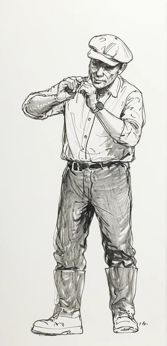 M100 – Early 20th Century Workman with Sandwich Unpainted Scale Model Figure