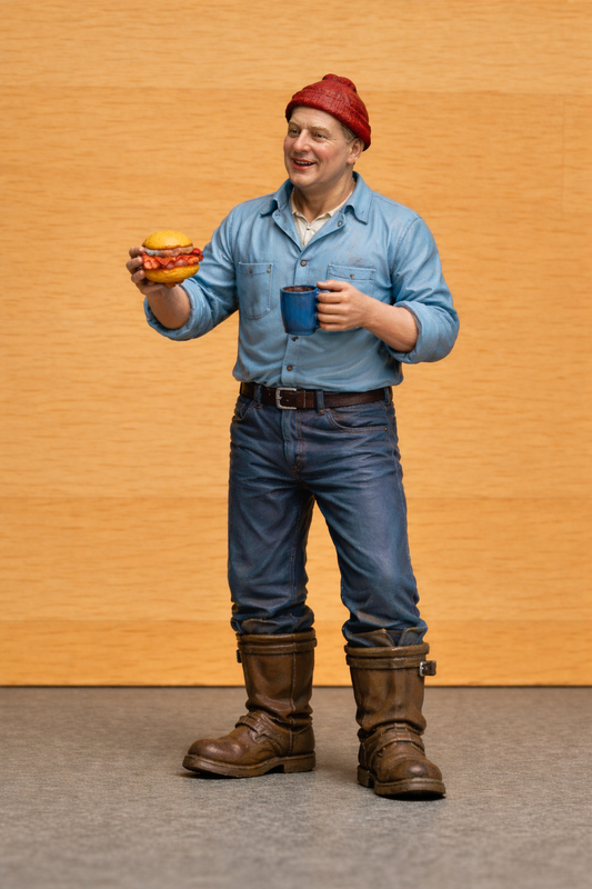 M102  Workman with Bacon Butty & Mug Unpainted Scale Model Figure