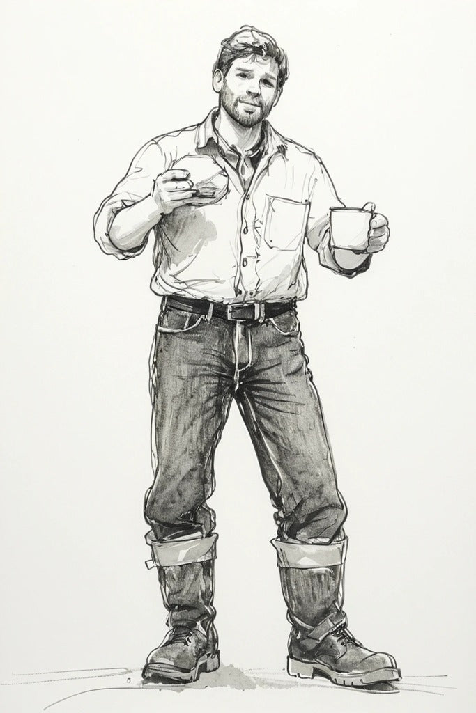 M102  Workman with Bacon Butty & Mug Unpainted Scale Model Figure