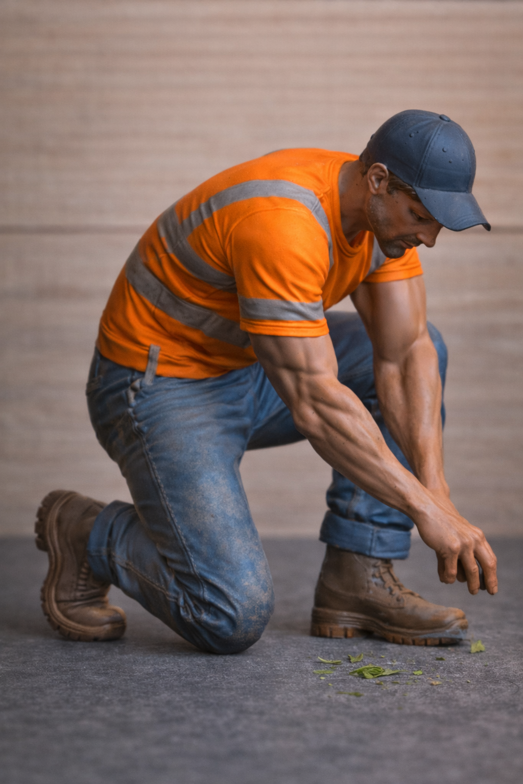M113 Kneeling Worker Figure – Ground Detail Pose Unpainted