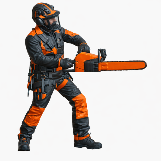 M115 Tree Surgeon Figure – Chainsaw Operator with Safety Gear Unpainted