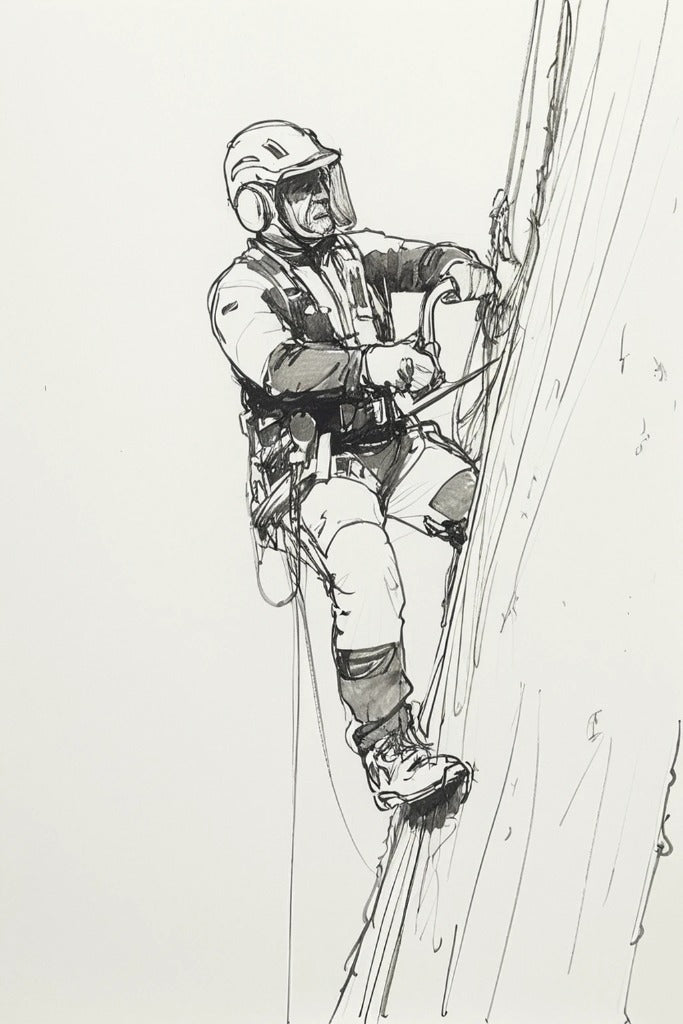 M116 Suspended Tree Surgeon Figure – Chainsaw Operator Aloft Unpainted