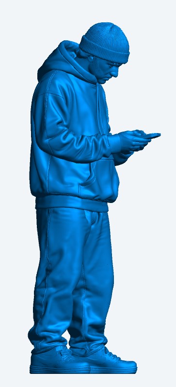M118 – Unpainted Scale Model Figure – Working Male Looking at Phone