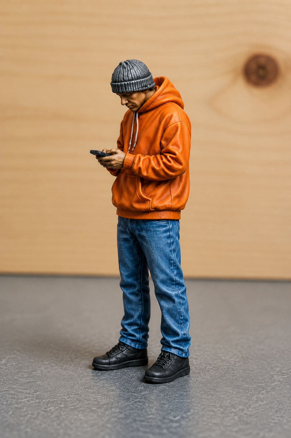 M118 – Unpainted Scale Model Figure – Working Male Looking at Phone