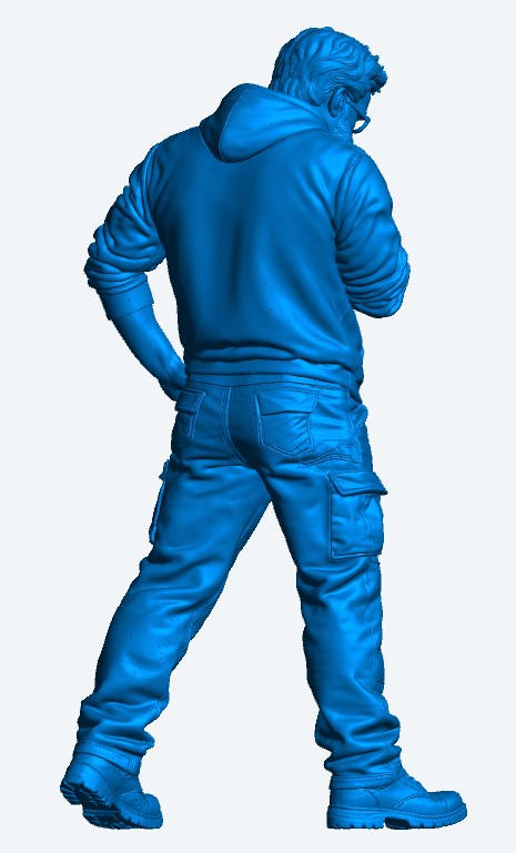 M122 Scale Model Workman or Crew Figure Thinking Pose – Hoodie and Glasses – Multi Scale – Unpainted