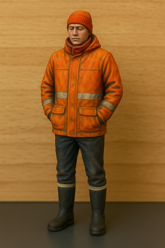 model boat crew figure in beanie hat windcheater M1 