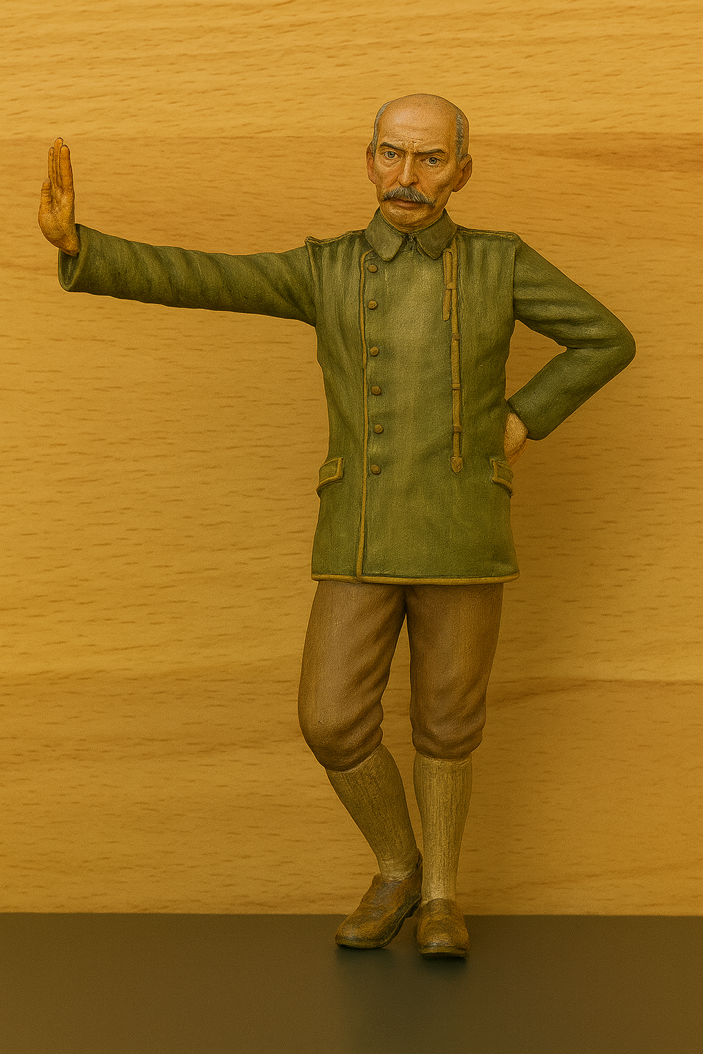 M25 Edwardian Naval Officer with arm out, leaning against a door. Perfect for RC ships, dockside scenes, and steam-era railway dioramas.
