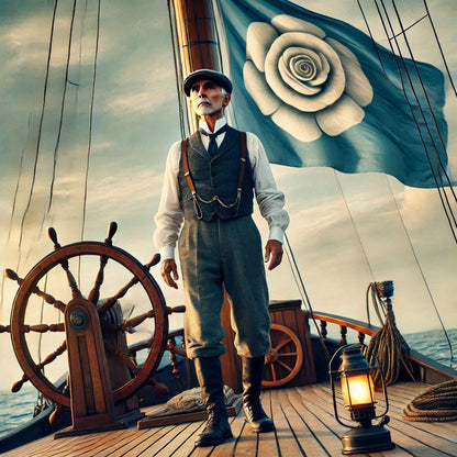 m28 Traditional figure in waistcoat and flat cap walkin looking forwards