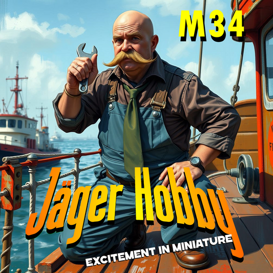 M34 Scale Model Older Tugboat Engineer Figure | Jager Hobby