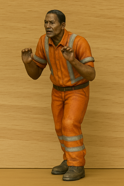 M43 1:43 Man Pushing Heavy Vehicle Multi Scale Model Male Figure