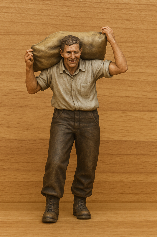 1/48 Labourer Figurine Carrying Sack  Miniature