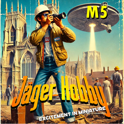 M5 Radio controlled model figure  construction hard hat and a summer jacket with pockets tacking a photo