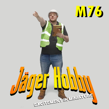 M76 1/18 Utilities or Construction Worker in Hi-Vis Carrying a Clipboard and Pointing