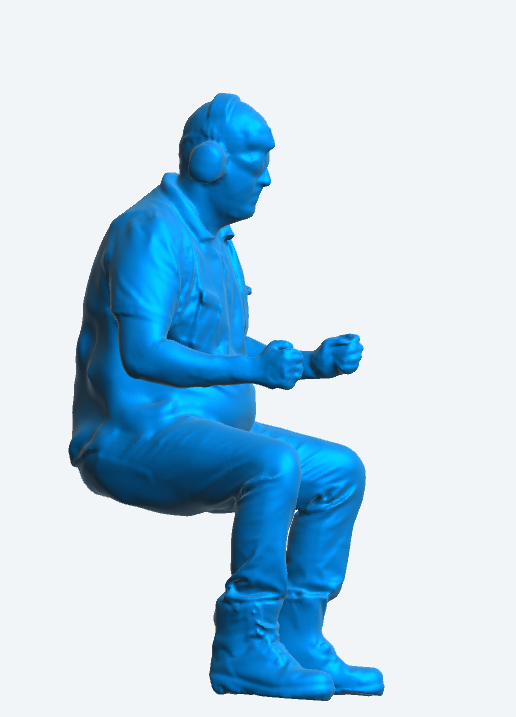 M77 – Male Diorama Construction Worker Figure in Driving Pose Wearing Earmuffs