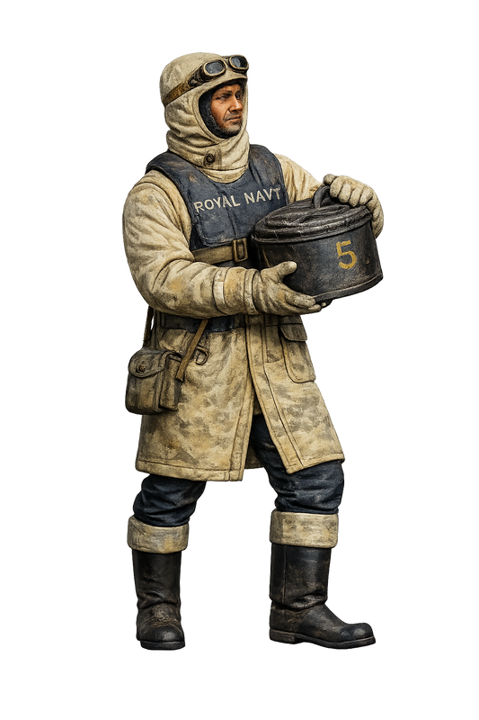 N18 Arctic Convoy Naval Gunner – Carrying 20mm Oerlikon Magazine – Unpainted Multi-Scale