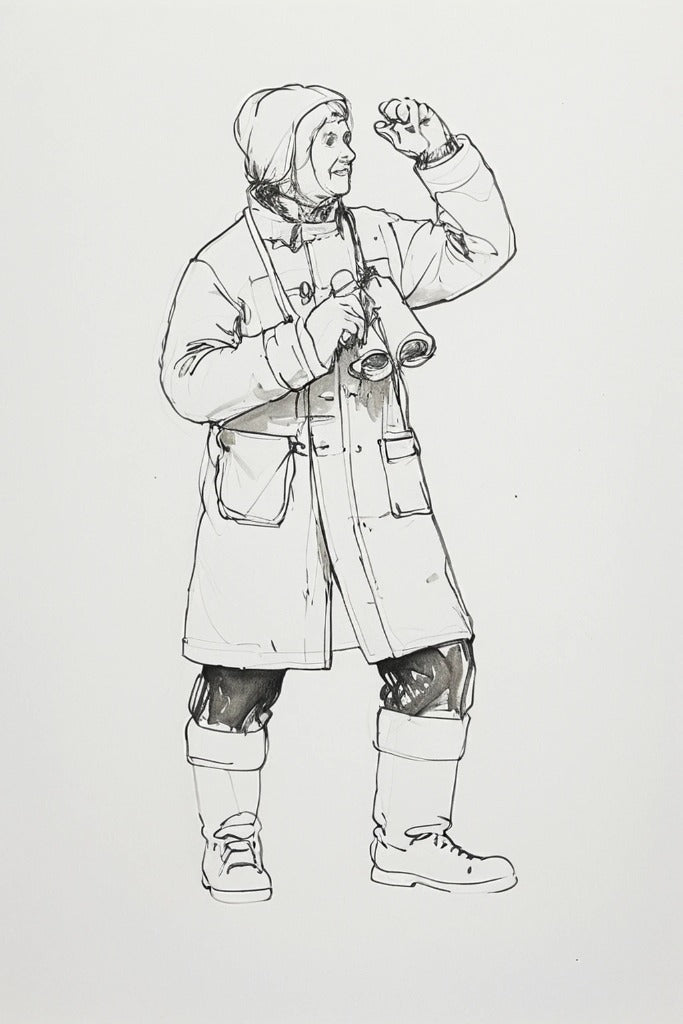 N19 Naval Crew Figure – Cold Weather Duffle Coat, Holding Binoculars – Unpainted Multi-Scale
