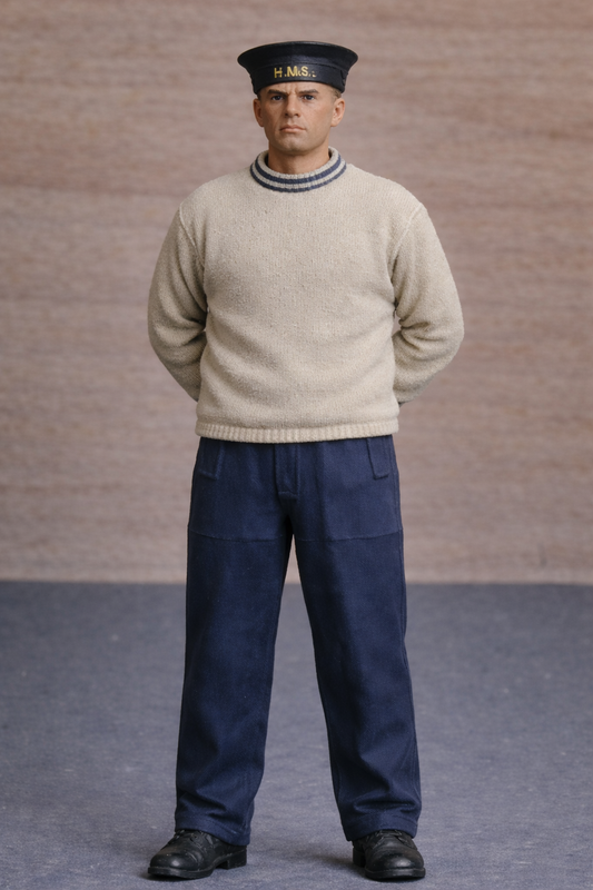 N21 1/48 Multi-Scale Naval Rating Figure – Standing at Ease, Looking Up and to the Right – Unpainted