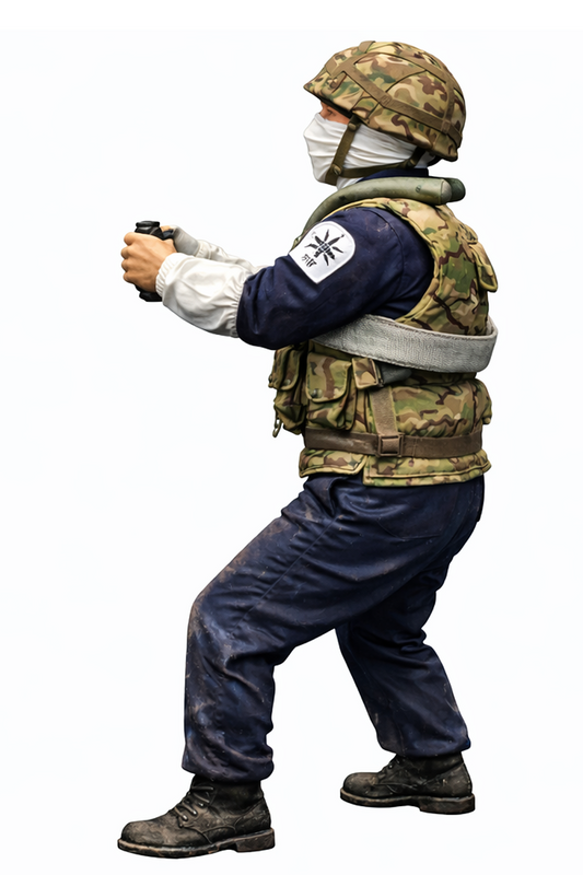 N26 Naval Gunner Anti-Flash Braced for Oerlikon 20mm/85 KAA Gun – Unpainted