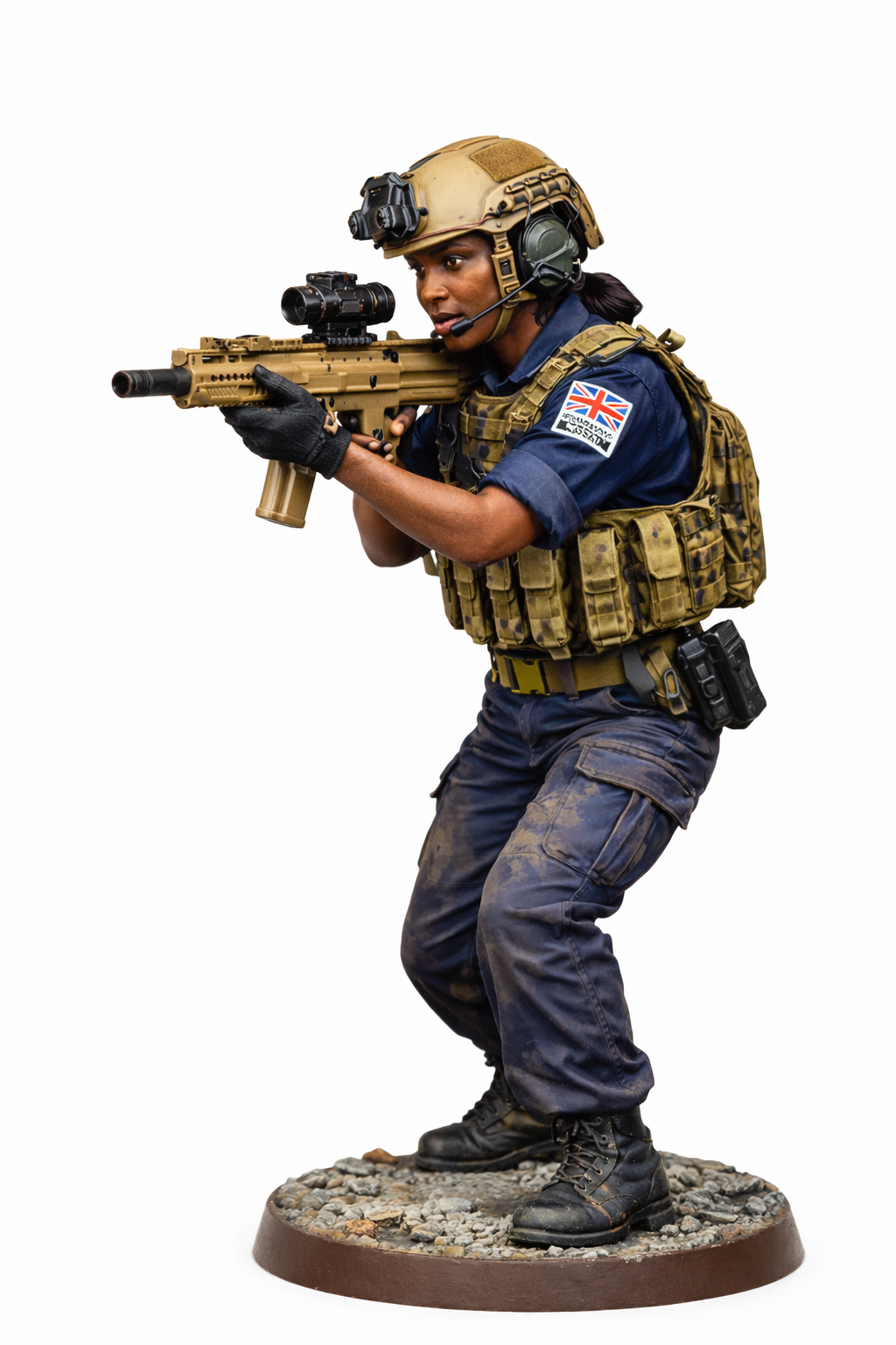 N35 Female Royal Navy Crew Figure – Combat Gear – Unpainted Multi-Scale Model