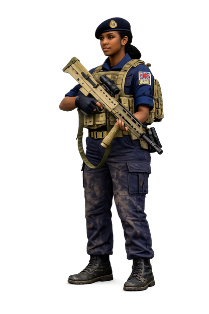 N37 Female Royal Navy Crew Figure – Armed Guard (Beret) – Unpainted Multi-Scale Model