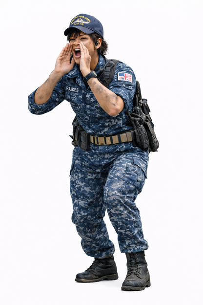 N41 Female US Navy Deck Crew Figure – Shouting / Command Pose – Unpainted Multi-Scale Model