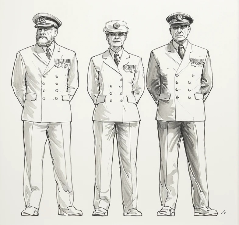 N54 Scale Model Figure – Naval Petty Officer on Parade Bearded Unpainted