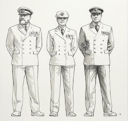 N54 Scale Model Figure – Naval Petty Officer on Parade Bearded Unpainted