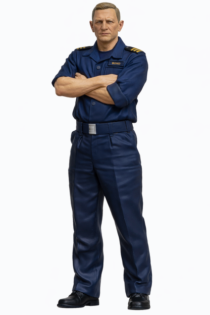 N49 Scale Model Figure – Modern Naval Commander “Bond” Arms Crossed Unpainted