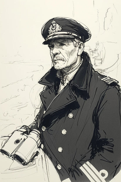 N55 Scale Model Figure – WWII Naval Commander  The Cruel Sea Unpainted