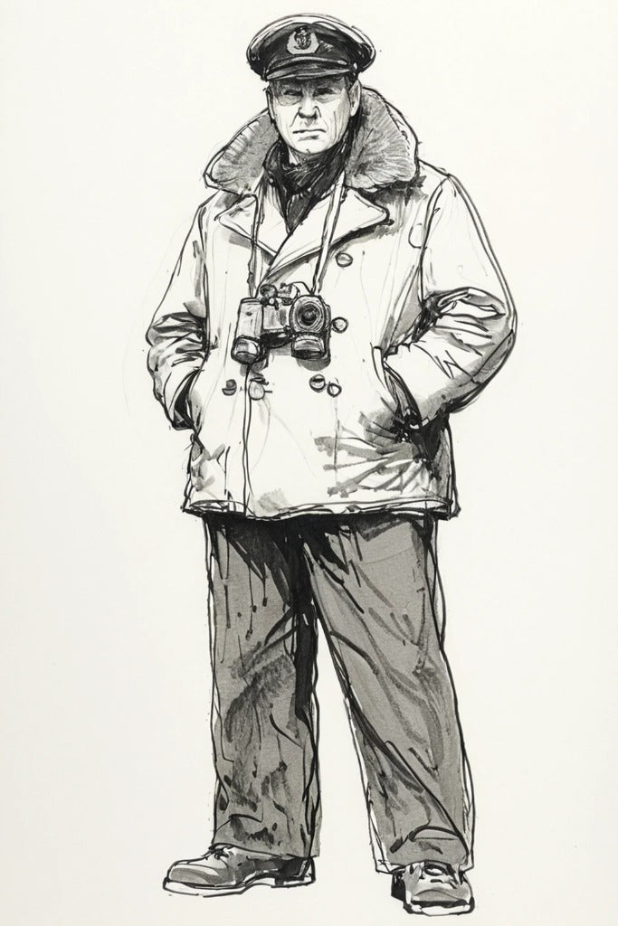 N56 Scale Model Figure Naval Officer in Heavy Weather Gear Flower-Class Corvette Unpainted