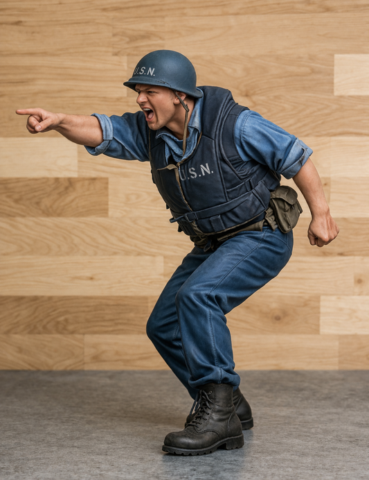 N62 Scale Model Figure – US Navy Deck Crewman Pointing Unpainted