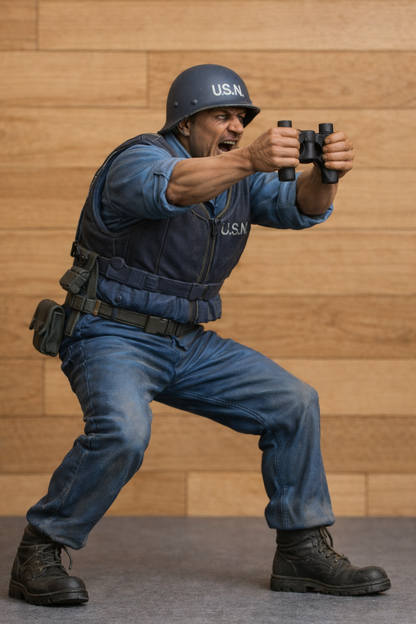 N63 Scale Model Figure – Naval Gunner Operating Deck Weapon (Unpainted)