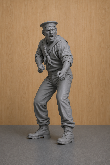 N78 Late Victorian Royal Navy Sailor – Action Pose – Unpainted Scale Model Figure
