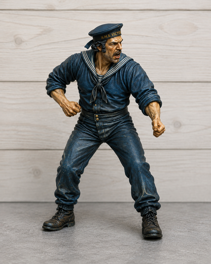 N78 Late Victorian Royal Navy Sailor – Action Pose – Unpainted Scale Model Figure