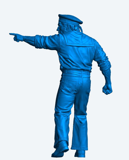 N79 Late Victorian Royal Navy Sailor – Pointing & Command Pose – Unpainted Scale Model Figur