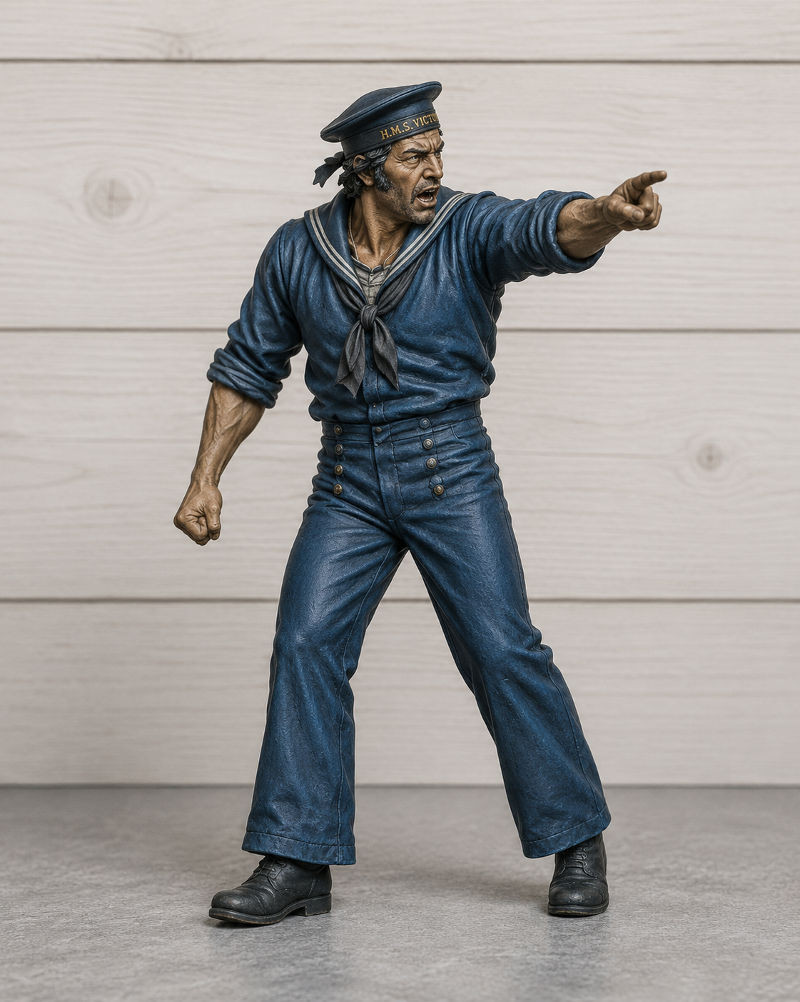 N79 Late Victorian Royal Navy Sailor – Pointing & Command Pose – Unpainted Scale Model Figur