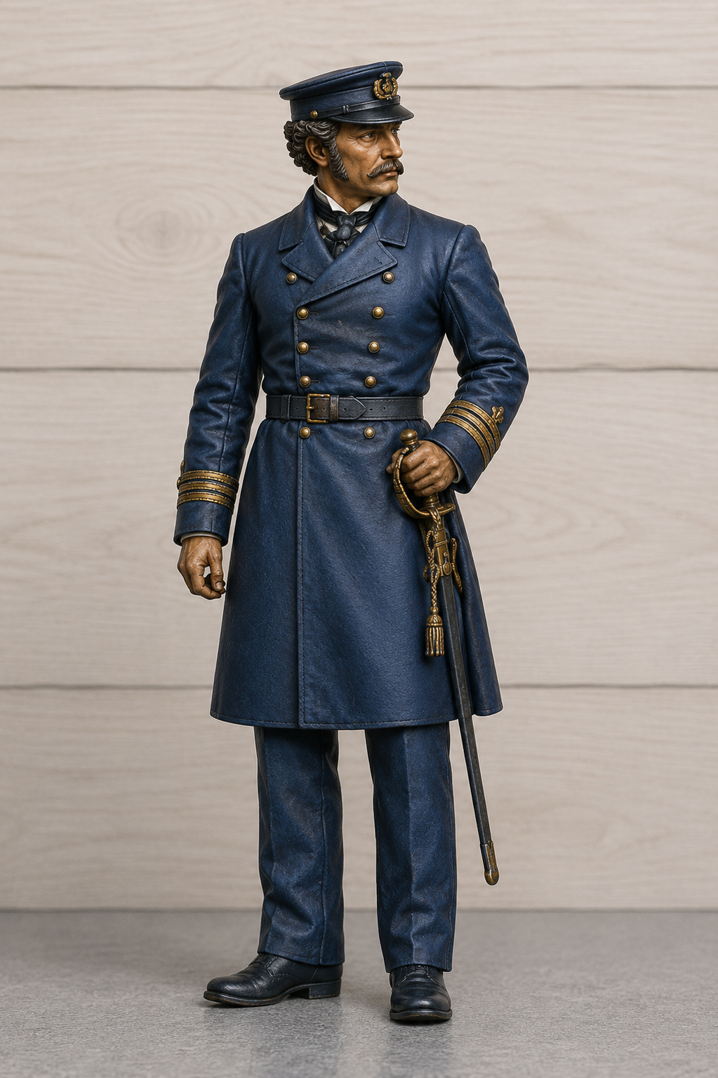 N81 Late Victorian Royal Navy Officer – Standing Command Pose – Unpainted Scale Model Figure